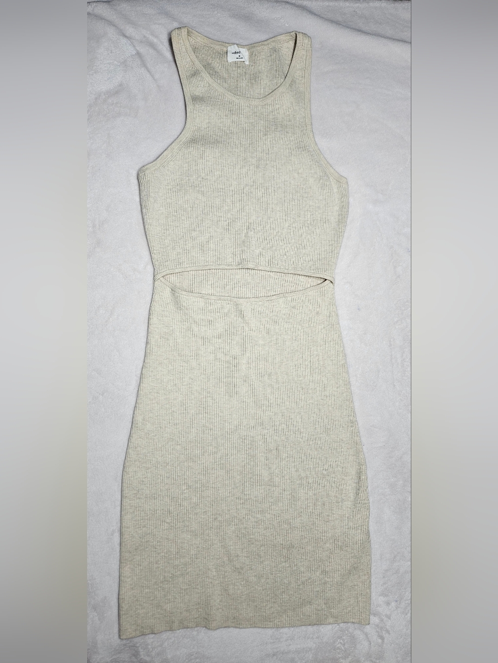 Wilfred Free Aritzia Ribbed Cutout Knit Tank Midi Dress Beige